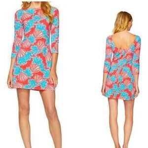 LILLY PULITZER Topanga 3/4 Sleeve Dress Watermelon Carolina Coralina Shell M